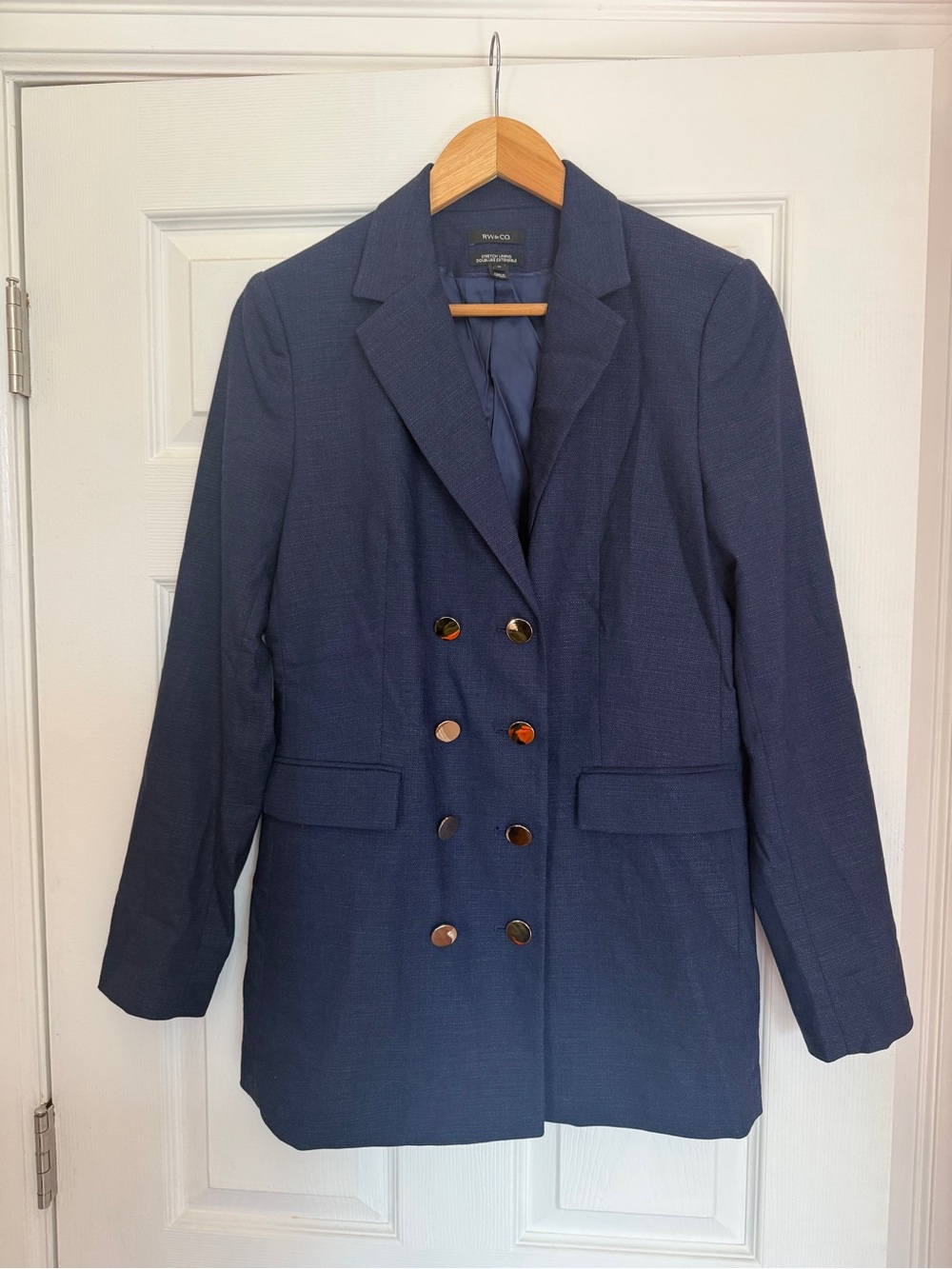 NWOT - RW&CO. Navy Double-Breasted Blazer with Gold Buttons and matching pants